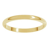 18K Yellow Gold 2 mm Lightweight Half Round Band Size 6.5