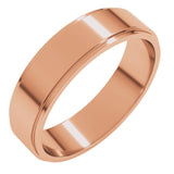14K Rose Gold 5 mm Stepped-Edge Flat Band Size 11