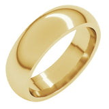 14K Yellow Gold 6 mm Comfort-Fit Half Round Band Size 9.5