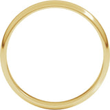 14K Yellow Gold 3 mm Lightweight Half Round Band Size 8