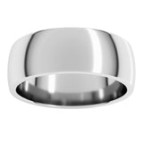 14K White Gold 7 mm Lightweight Comfort-Fit Half Round Band Size 9.5