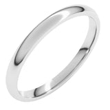 14K White Gold 2 mm Lightweight Comfort-Fit Half Round Band Size 10