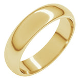 14K Yellow Gold 5 mm Half Round Band Size 10