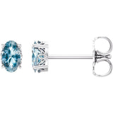 14K White Gold Natural Sky Blue Topaz Scroll Setting® Stud Earrings
