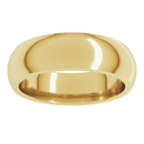 14K Yellow Gold 6 mm Comfort-Fit Half Round Band Size 6.5