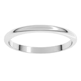 14K White Gold 2 mm Half Round Band Size 7.5