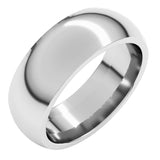 10K White Gold 7 mm Comfort-Fit Half Round Band Size 10
