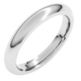 10K White Gold 3 mm Comfort-Fit Half Round Band Size 8