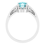 14K White Gold Natural Blue Zircon Scroll Setting® Ring