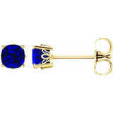 14K Yellow Gold Lab-Grown Blue Sapphire Scroll Setting® Earrings