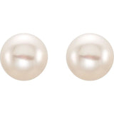 14K Yellow Gold 8-9 mm Cultured White Freshwater Button Pearl Earrings
