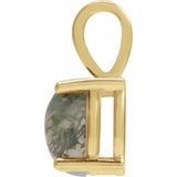 14K Yellow Gold Natural Moss Agate Pendant