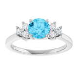 Sterling Silver Natural Aquamarine & 1/6 CTW Lab-Grown Diamond Ring