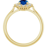 14K Yellow Gold Lab-Grown Blue Sapphire & 1/3 CTW Lab-Grown Diamond Ring