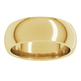 18K Yellow Gold 7 mm Comfort-Fit Half Round Band Size 8