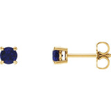 14K Yellow Gold 5 mm Lab-Grown Blue Sapphire Earrings
