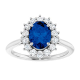 Sterling Silver Lab-Grown Blue Sapphire & 1/3 CTW Lab-Grown Diamond Ring