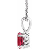 Sterling Silver Lab-Grown Ruby 16-18" Necklace