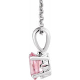 Sterling Silver Natural Pink Tourmaline 16-18" Necklace