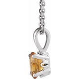 Sterling Silver Natural Citrine 16-18" Necklace
