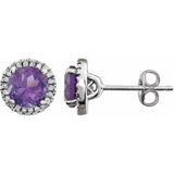 Sterling Silver Natural Amethyst & 1/8 CTW Lab-Grown Diamond Earrings