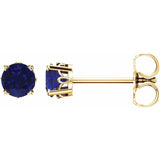 14K Yellow Gold Natural Blue Sapphire Scroll Setting® Stud Earrings