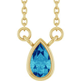 14K Yellow Gold Natural Blue Zircon 18" Necklace