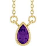 14K Yellow Gold Natural Amethyst 18" Necklace