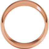 10K Rose Gold 10 mm Half Round Band Size 6