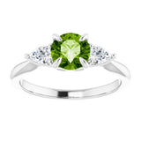 14K White Gold Natural Peridot & 1/4 CTW Natural Diamond Ring