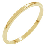 14K Yellow Gold 1.5 mm Lightweight Half Round Band Size 9.5