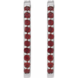 Sterling Silver Natural Mozambique Garnet 20 mm Hoop Earrings