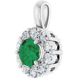 Sterling Silver Lab-Grown Emerald & 1/3 CTW Lab-Grown Diamond Pendant