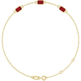 14K Yellow Gold Lab-Grown Ruby Bezel-Set 3-Stone 7 1/2" Bracelet