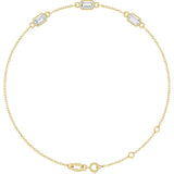 14K Yellow Gold 1 CTW Lab-Grown Diamond Bezel-Set 3-Stone 7 1/2" Bracelet