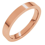 18K Rose Gold 3 mm Comfort-Fit Flat Band Size 5