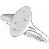 Sterling Silver Moon & Star Signet Ring
