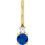 14K Yellow Gold Natural Blue Sapphire & .02 CT Natural Diamond Charm/Pendant