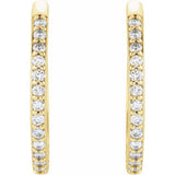 14K Yellow Gold 1/8 CTW Lab-Grown Diamond Hinged 18 mm Hoop Earrings