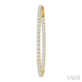 3 Ctw Inside-Out Round Cut Diamond 1/2-Inch Oval Hoop Earrings in 14K Yellow Gold