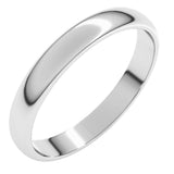 Sterling Silver 3 mm Lightweight Half Round Band Size 7
