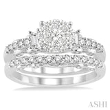 1 Ctw Diamond Lovebright Wedding Set with 3/4 Ctw Engagement Ring and 1/3 Ctw Wedding Band in 14K White Gold