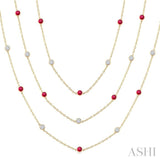 2.85 MM Mixed Shape Ruby and 2 3/4 Ctw Round Cut Diamond Precious Necklace in 14K Yellow Gold