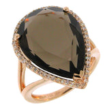 0.21ct Diamond & 11.06ct Smokey Topaz 14k Rose Gold Ring