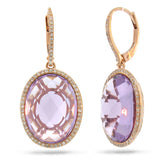 0.38ct Diamond & 15.57ct Amethyst 14k Rose Gold Earring