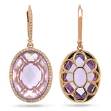 0.38ct Diamond & 15.57ct Amethyst 14k Rose Gold Earring