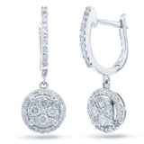 0.54ct 14k White Gold Diamond Cluster Earring