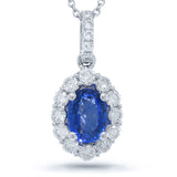 0.50ct Diamond & 1.10ct Blue Sapphire 14k White Gold Pendant