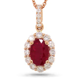 0.50ct Diamond & 1.05ct Heat Treated Ruby 14k Rose Gold Pendant
