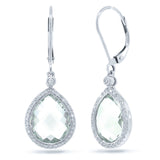 0.25ct Diamond & 9.37ct Green Amethyst 14k White Gold Earring